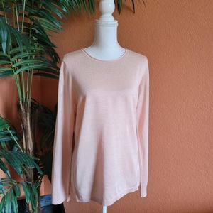 Calvin Klein CK Sparkle Stardust Sweater Cotton Modal Ballet Pink L Rhinestone